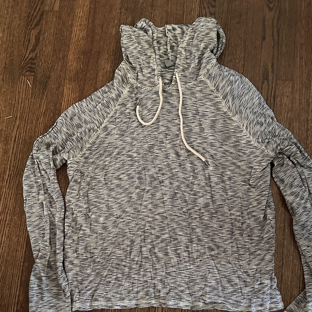 Aerie Black and White Striped Women's Hoodie